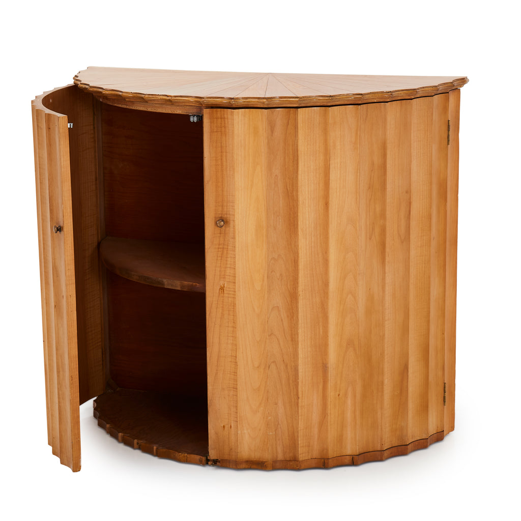 Blonde Wood Half Circle Cabinet