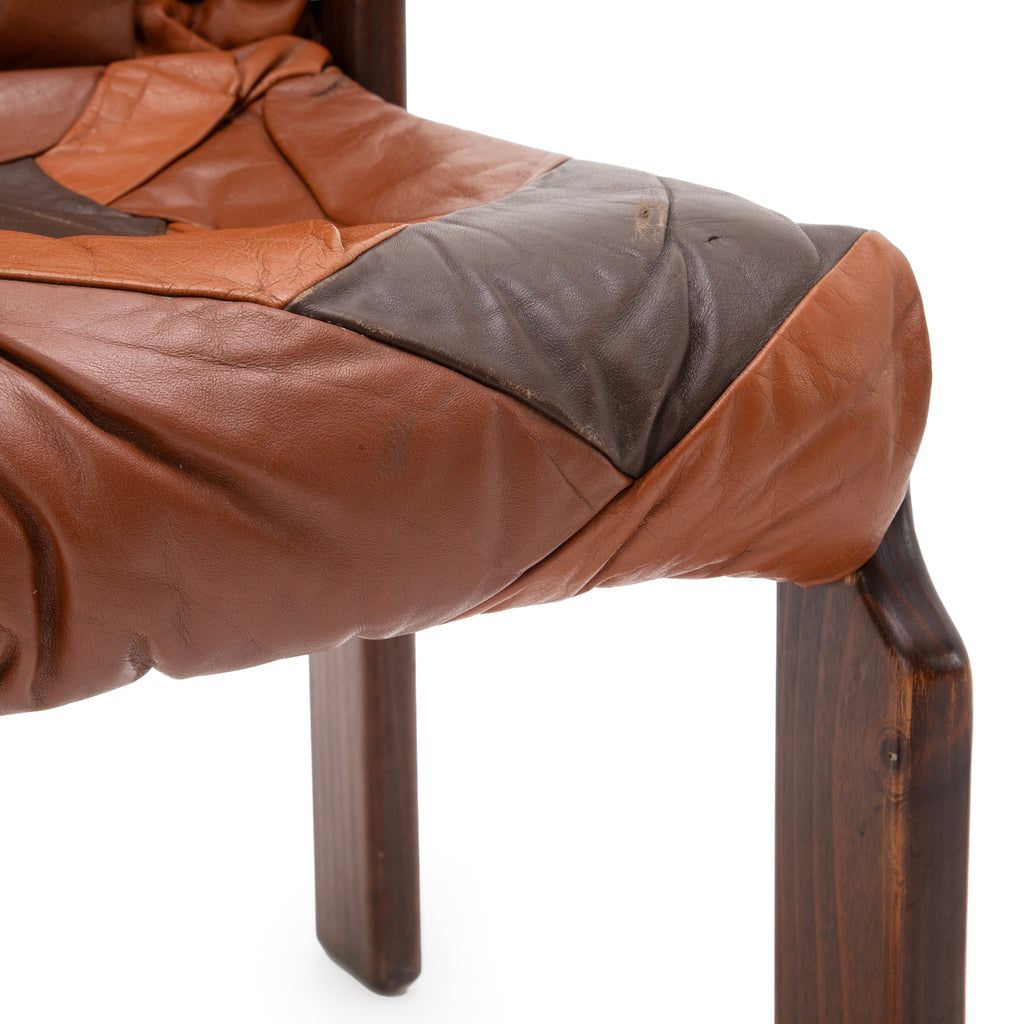 Two-Tone Patchwork Leather Tufted Armchair