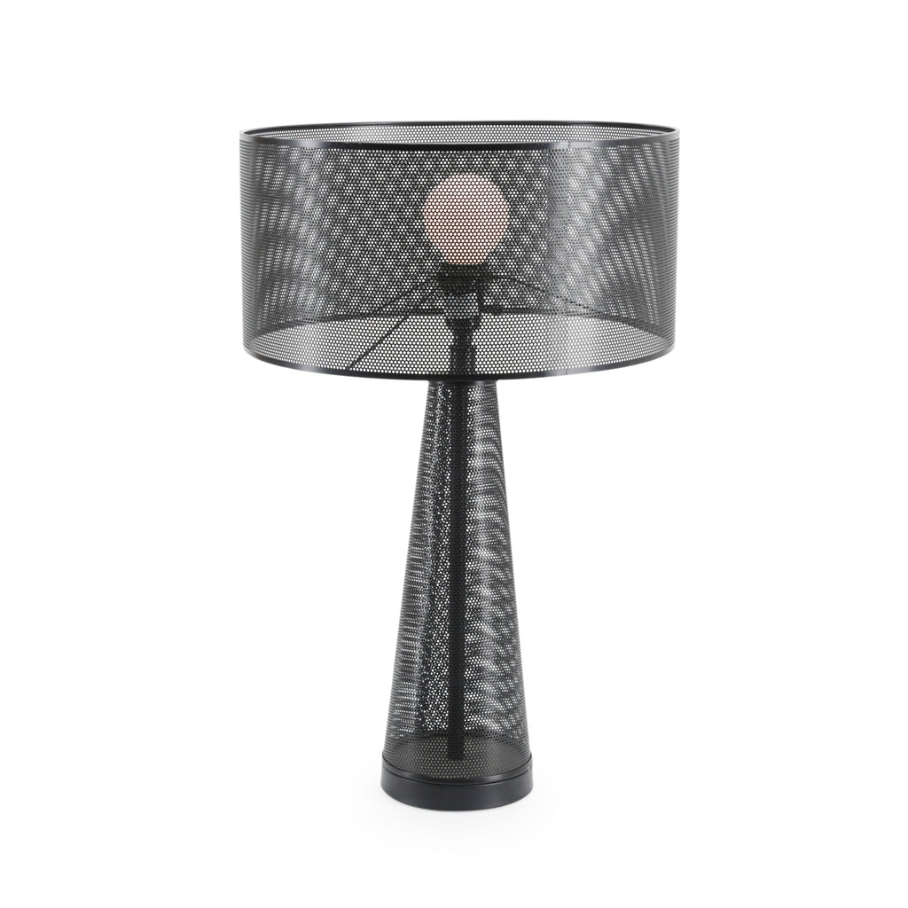 Black Perforated Metal Table Lamp