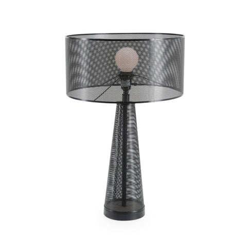 Black Perforated Metal Table Lamp
