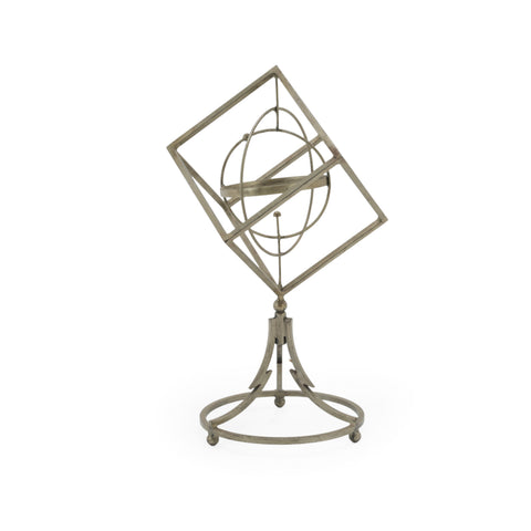 Metal Cubic Armillary Sphere Sculpture