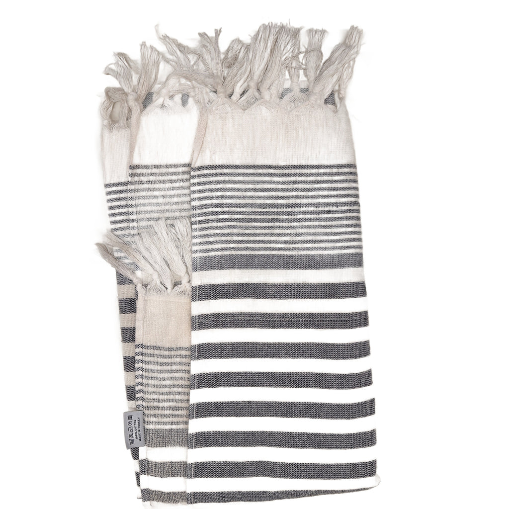 Striped Cream and Charcoal Throw