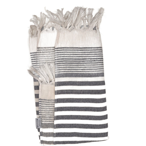Striped Cream and Charcoal Throw