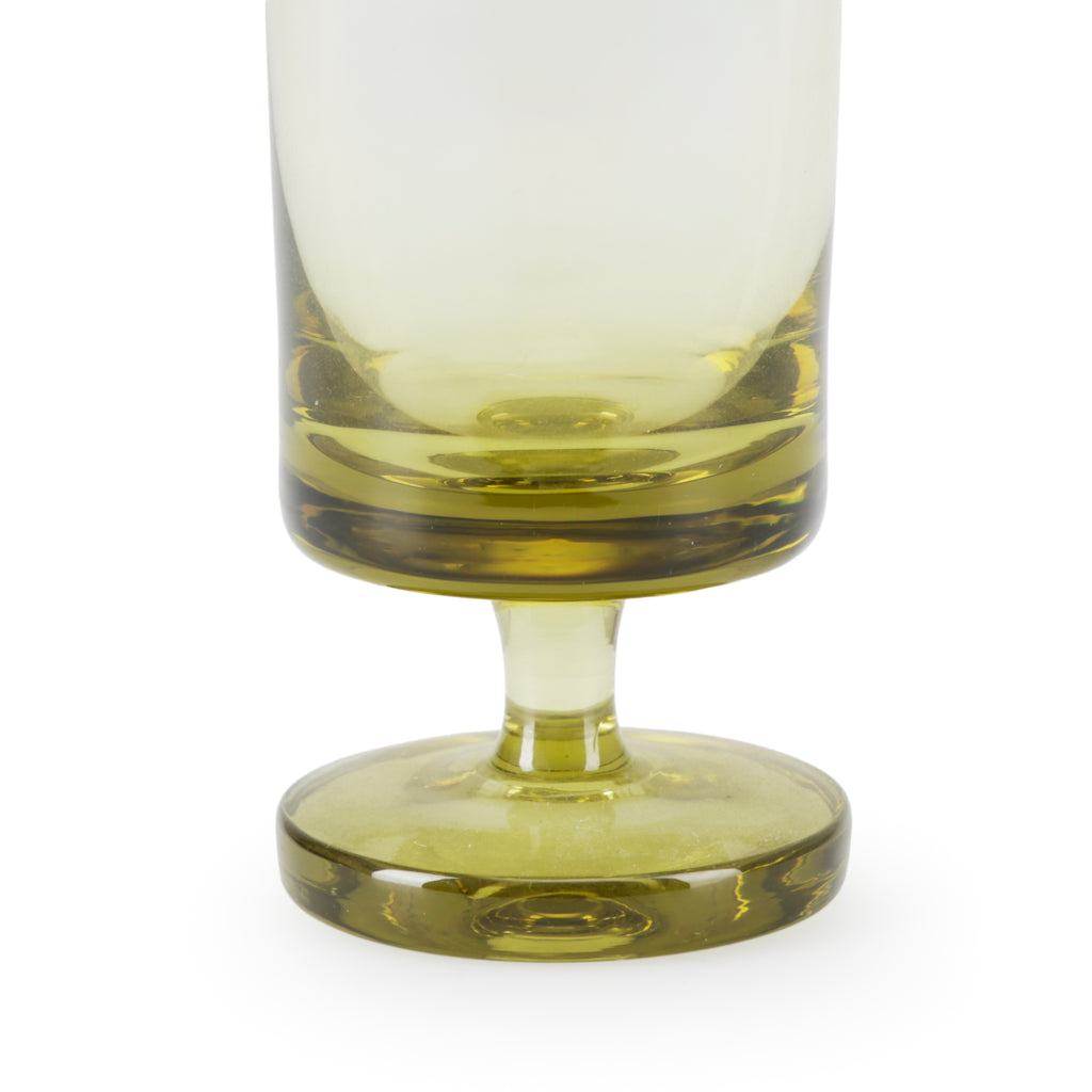 Olive Green Glass Short Stem Goblet