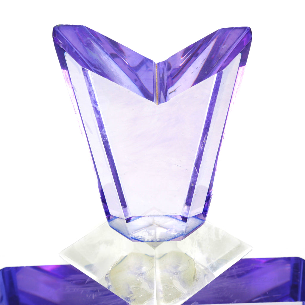 Clear and Purple Geometric Acrylic Sculpture