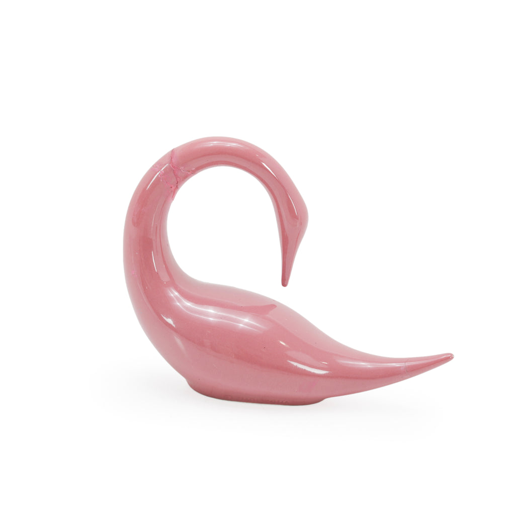 Pink Glazed Ceramic Minimalist Swan Figurines