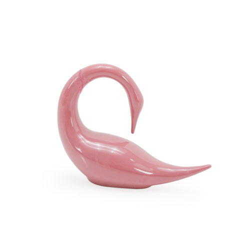 Pink Glazed Ceramic Minimalist Swan Figurine