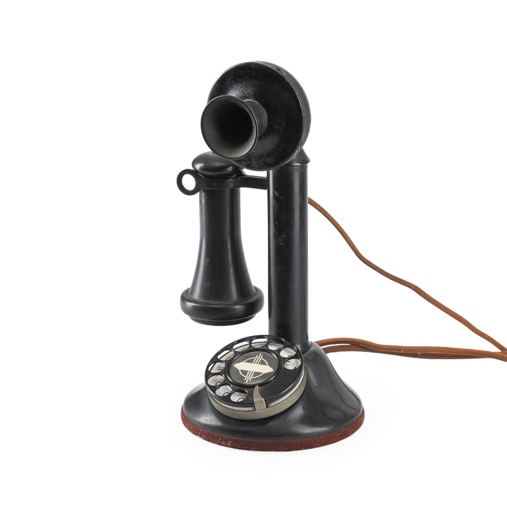Black Candlestick Rotary Dial Telephone