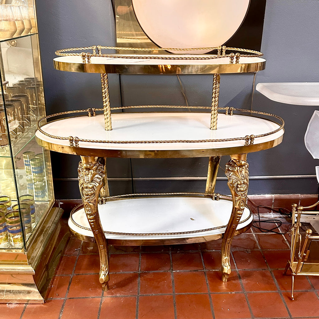 Gold and White Three-Tier Shelf