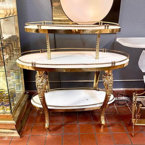Gold and White Three-Tier Shelf