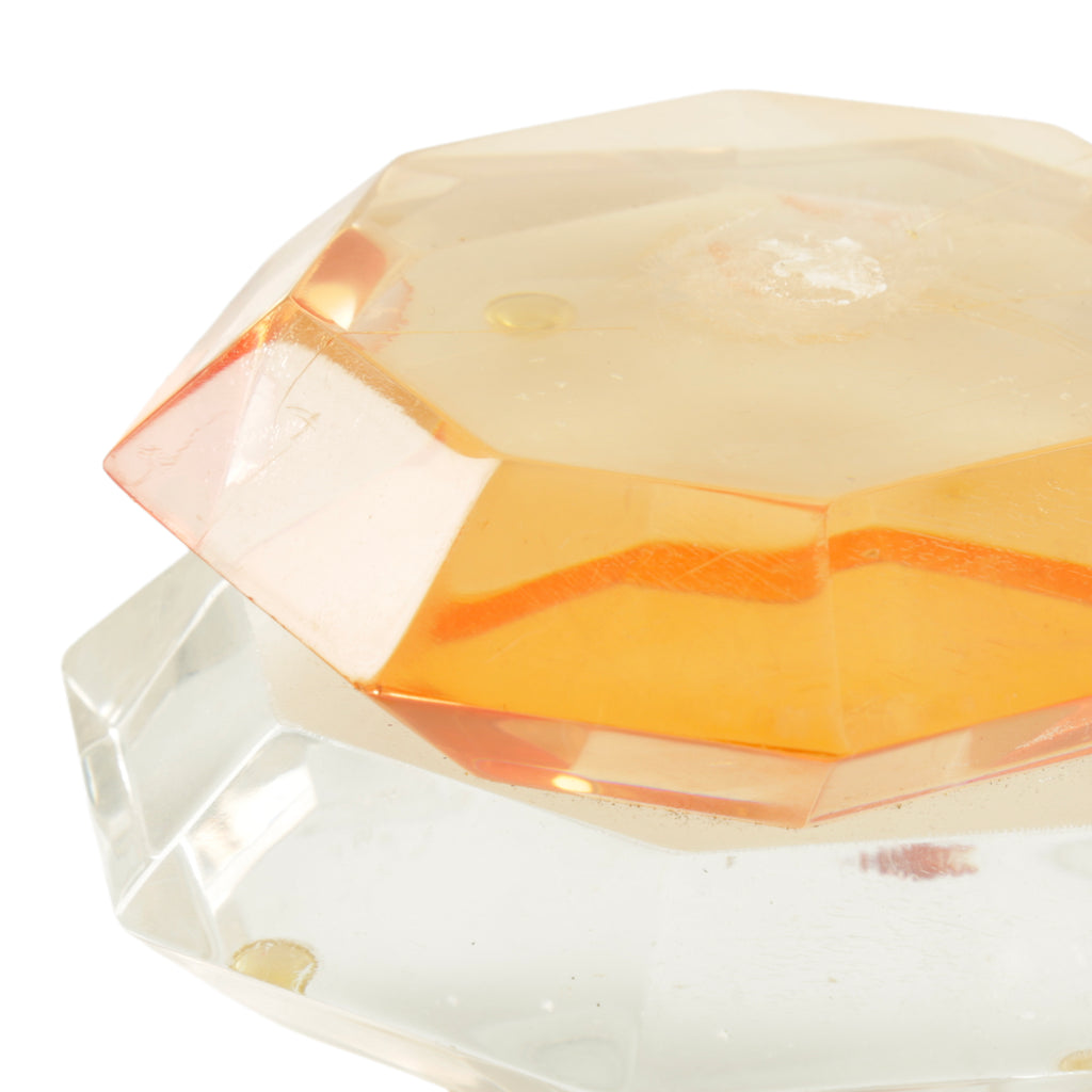 Amber and Clear Acrylic Geometric Sculpture