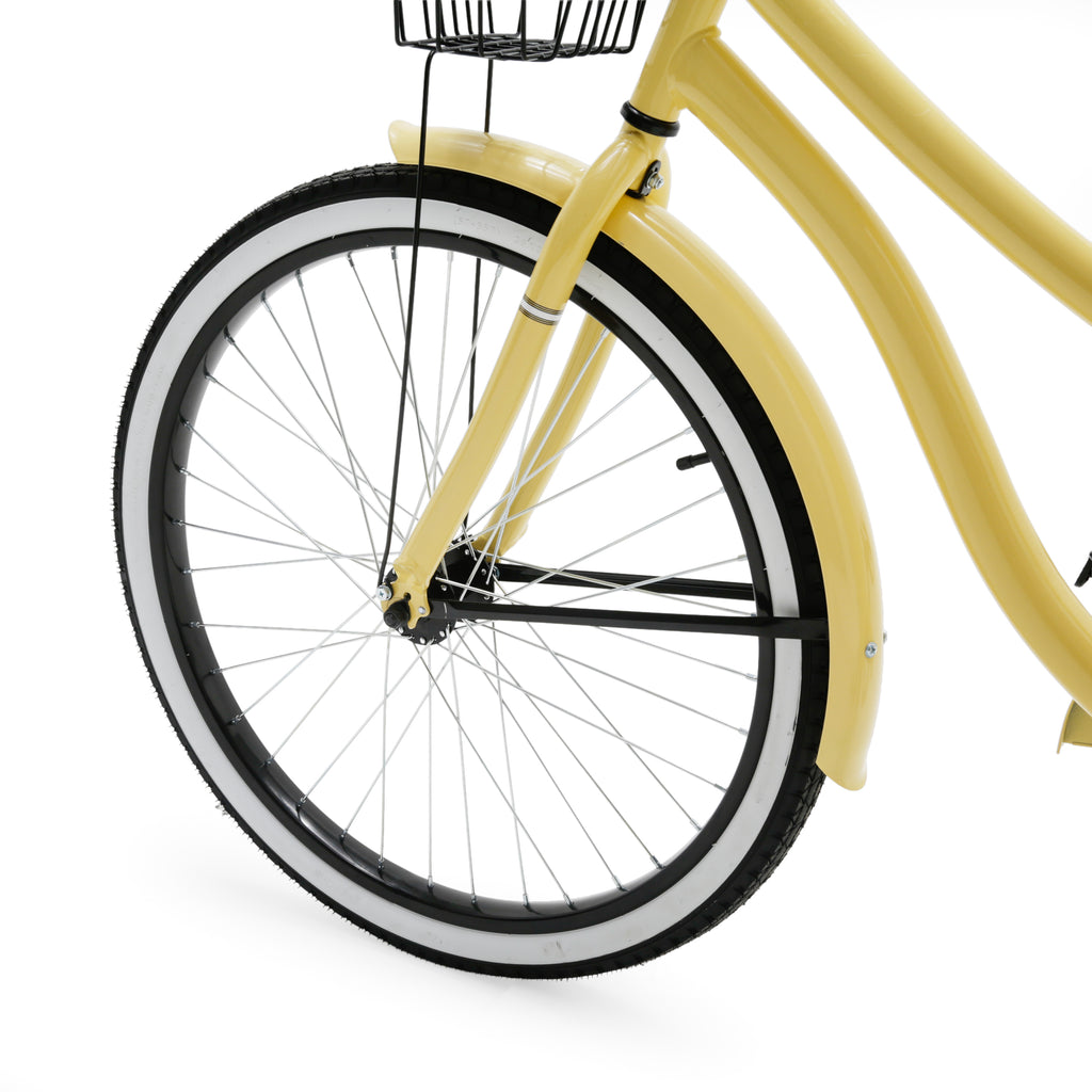 Pale Yellow Metal Cruiser Bicycle