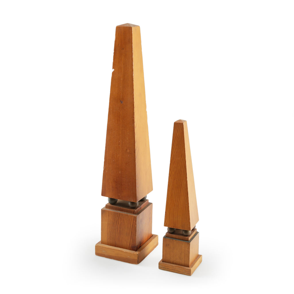 Wood Obelisk with Dark Spherical Accents