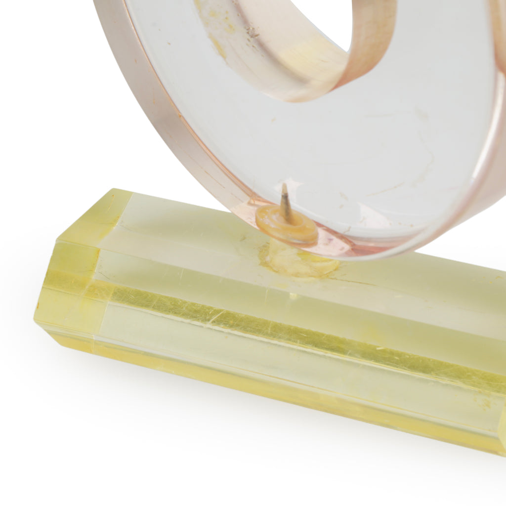 Geometric Yellow and Clear Acrylic Sculpture