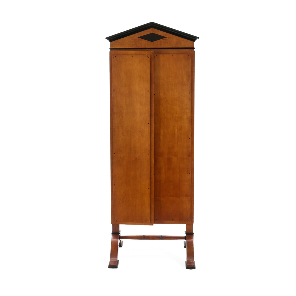 Warm Brown Wood Tri-Fold Pediment Dressing Mirror