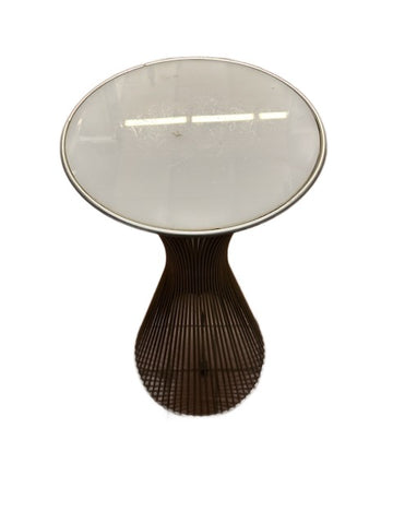Blackened Steel Slatted Table with Laminate Top
