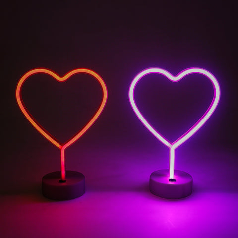 Pink LED Neon Heart Wall Sign