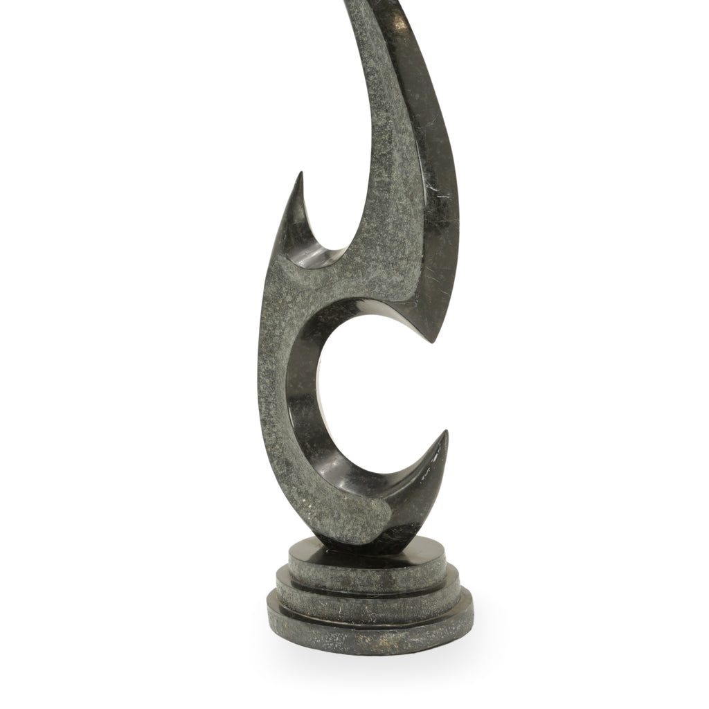 Dark Green Speckled Granite Abstract Organic Sculpture