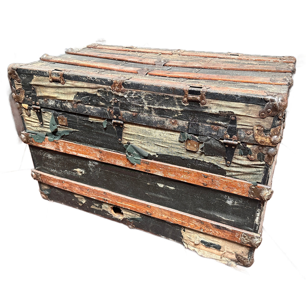 Black & Brown Distressed Vintage Trunk