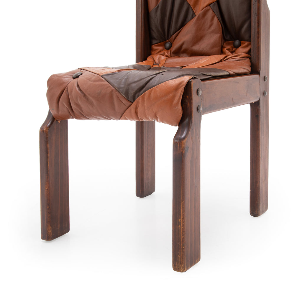 Two-Tone Patchwork Leather Tufted Armchair