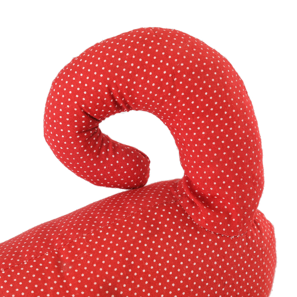 Red Polka Dot Fabric Cat-Shaped Doorstop