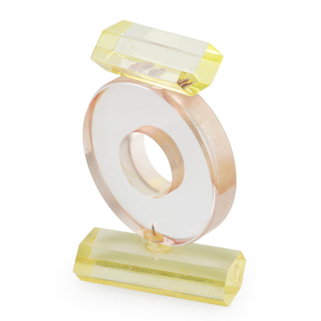 Geometric Yellow and Clear Acrylic Sculpture