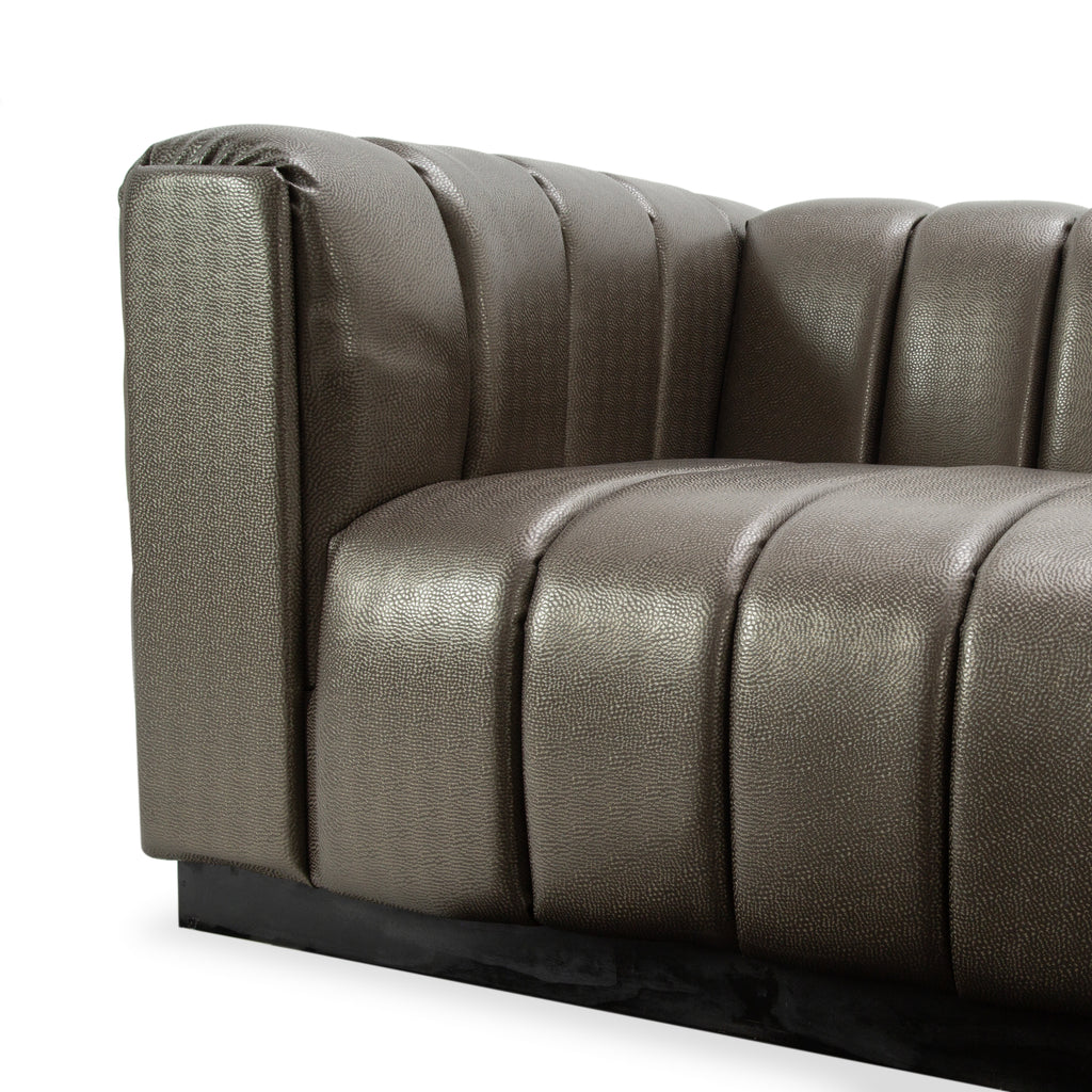 Dark Gray Channel Tufted Upholstered Sofa