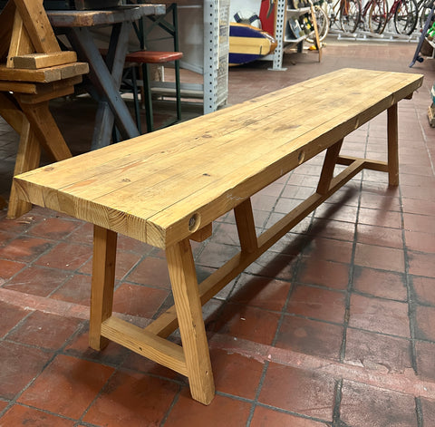 Rustic Wood Long Trestle Bench