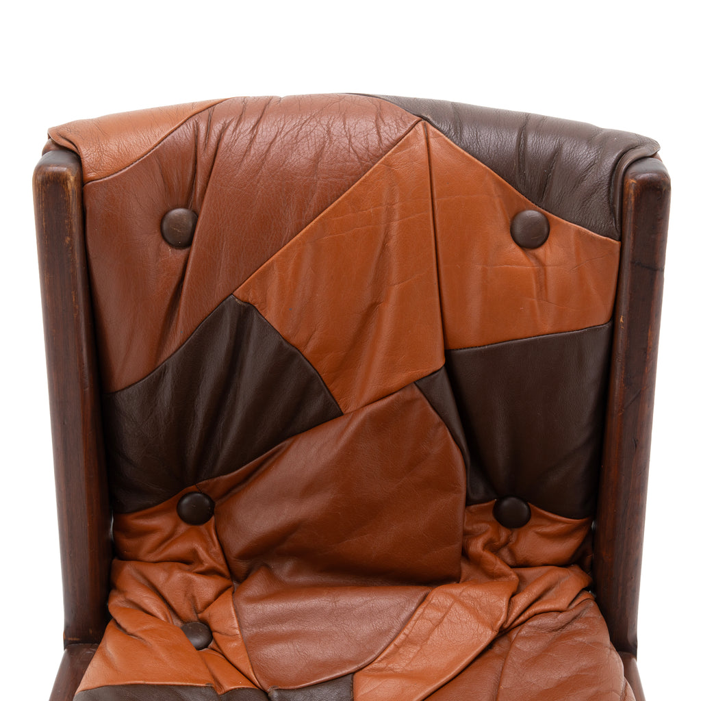 Two-Tone Patchwork Leather Tufted Armchair