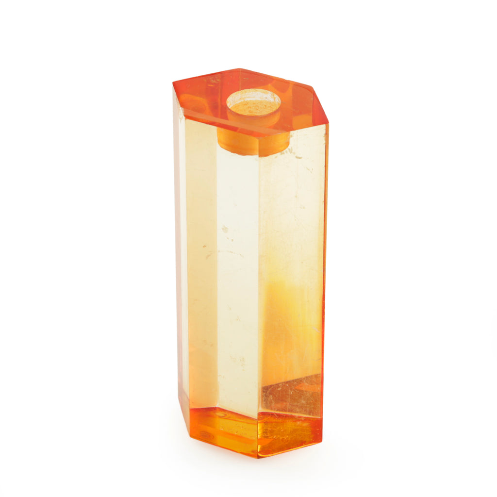 Amber Orange Hexagonal Clear Acrylic Candle Holder