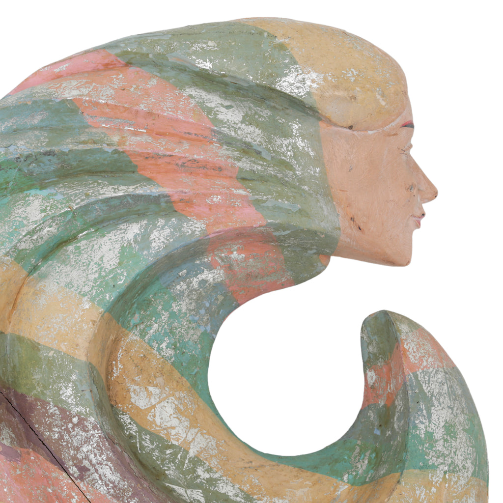 Striped Painted Ceramic Stylized Female Profile