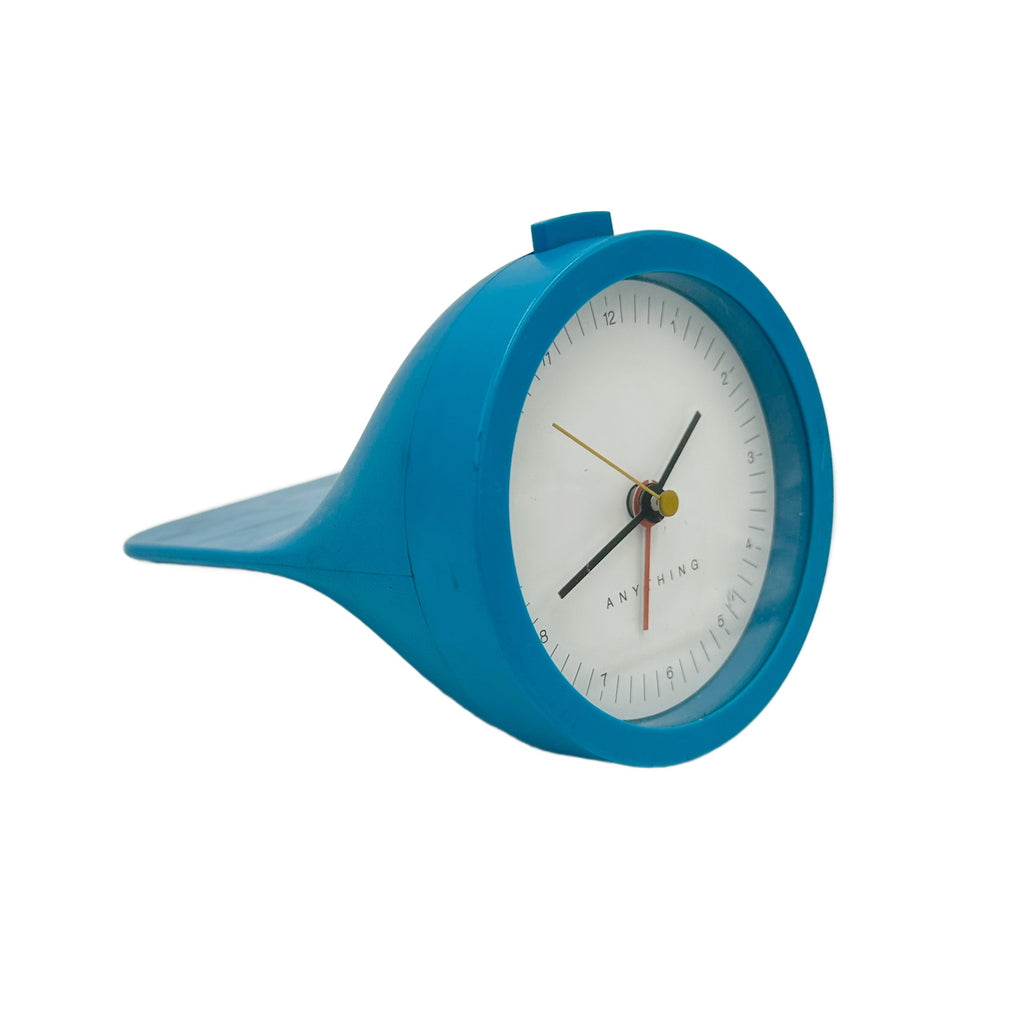 Retro Blue Desk Clock with Tapered Base
