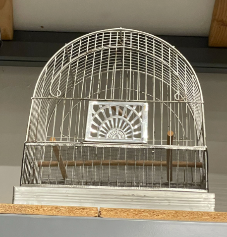 Vintage Arched Metal Bird Cage with Sunburst Detail