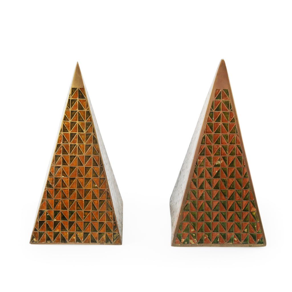 Brass and Enamel Geometric Pyramid