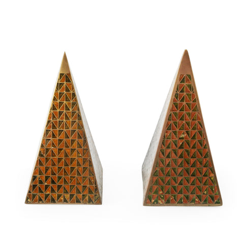 Brass and Enamel Geometric Pyramid