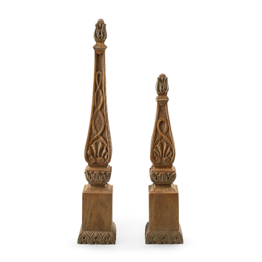Distressed Light Brown Wood Finials / Obelisks