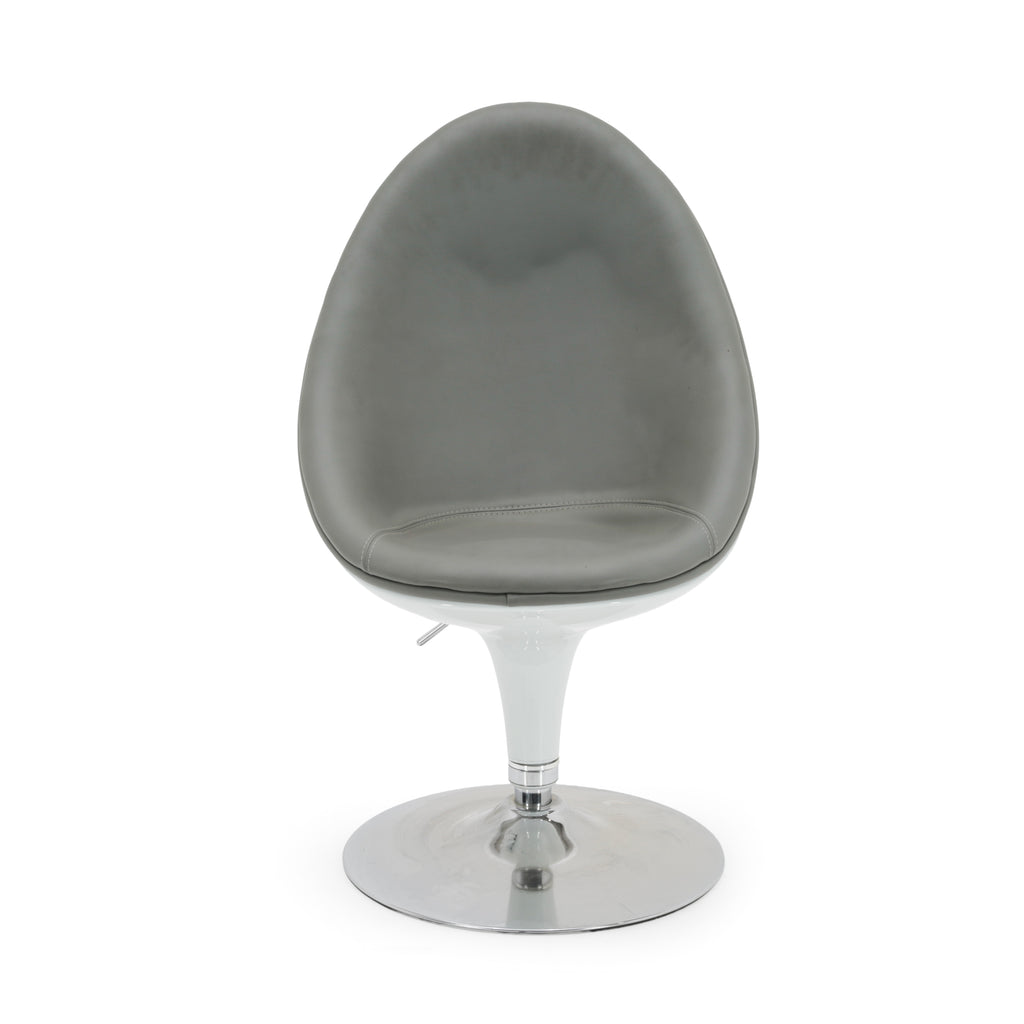 Grey Leather Scoop Accent Chair with White Fiberglass Shell