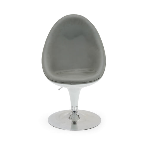 Grey Leather Scoop Accent Chair with White Fiberglass Shell