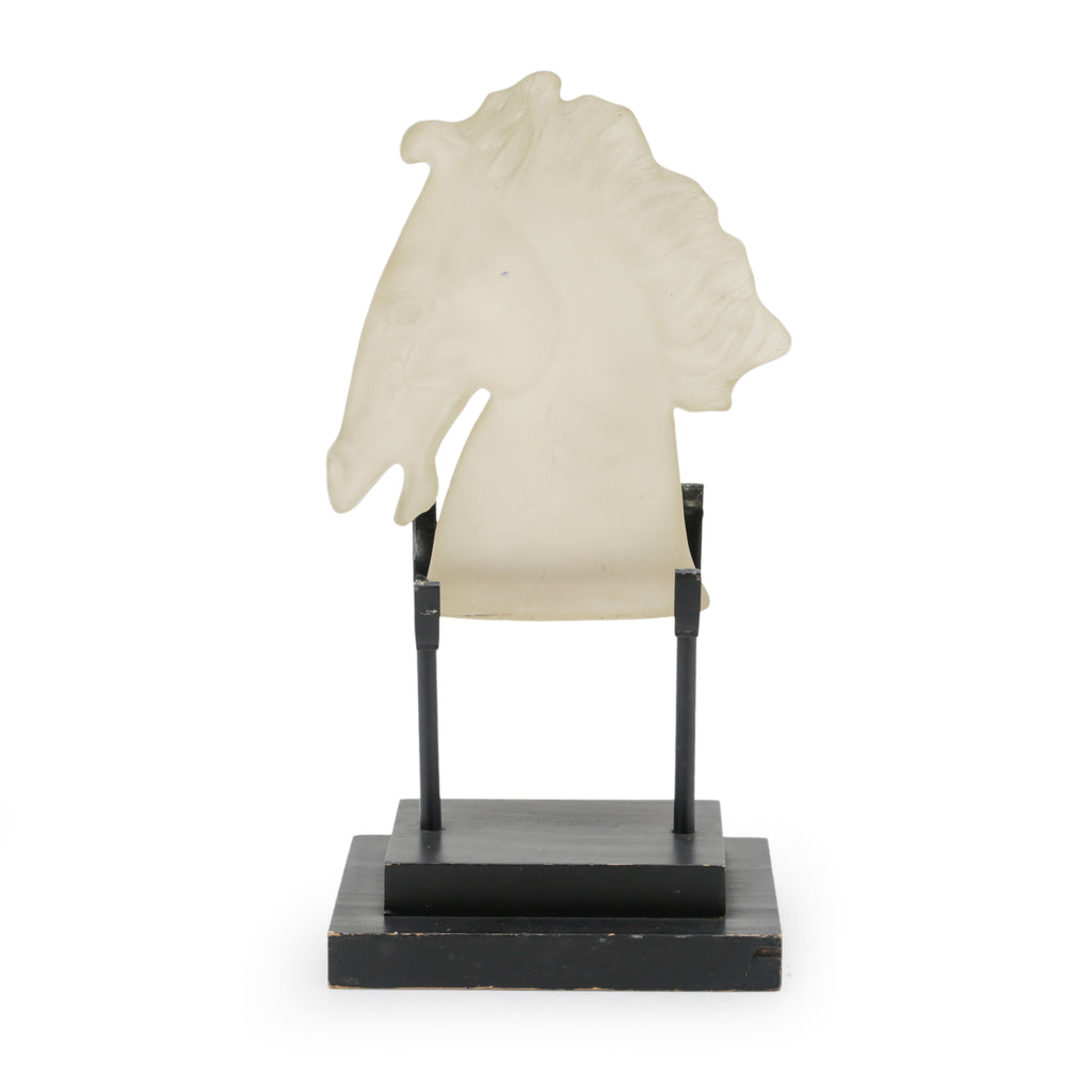 Frosted Glass Horse Head Sculpture