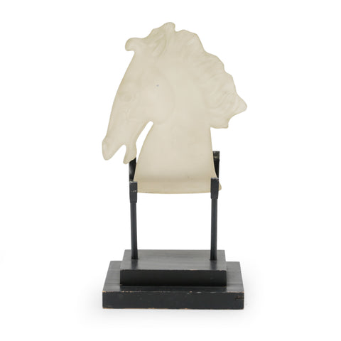Frosted Glass Horse Head Sculpture