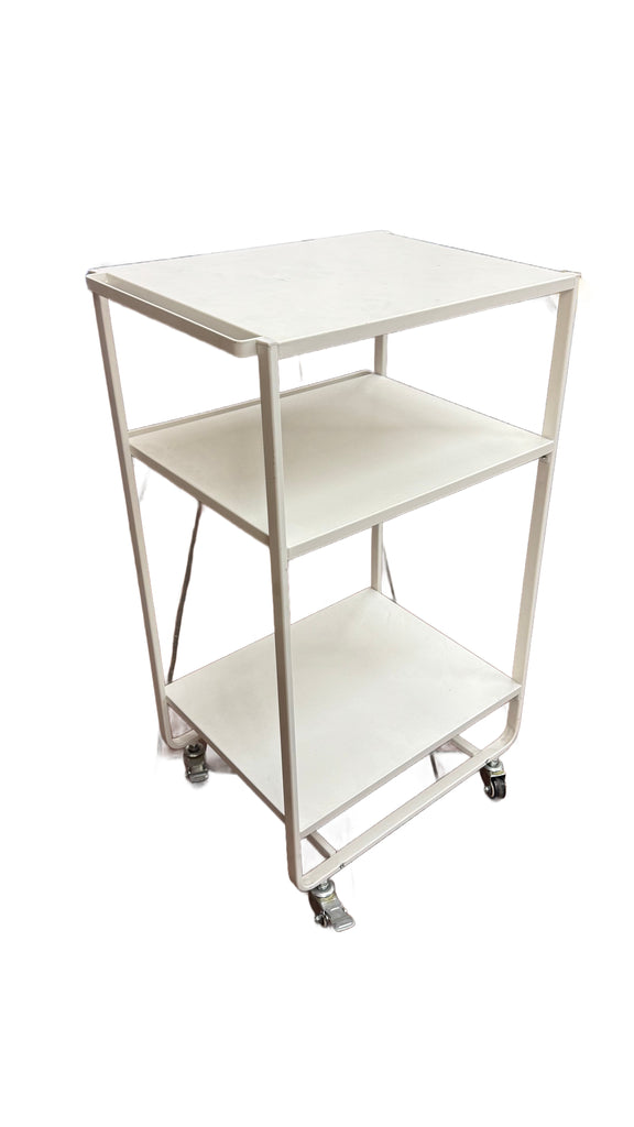 Off-White Painted Steel Three-Tier Utility Cart