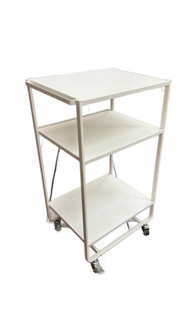 Off-White Painted Steel Three-Tier Utility Cart