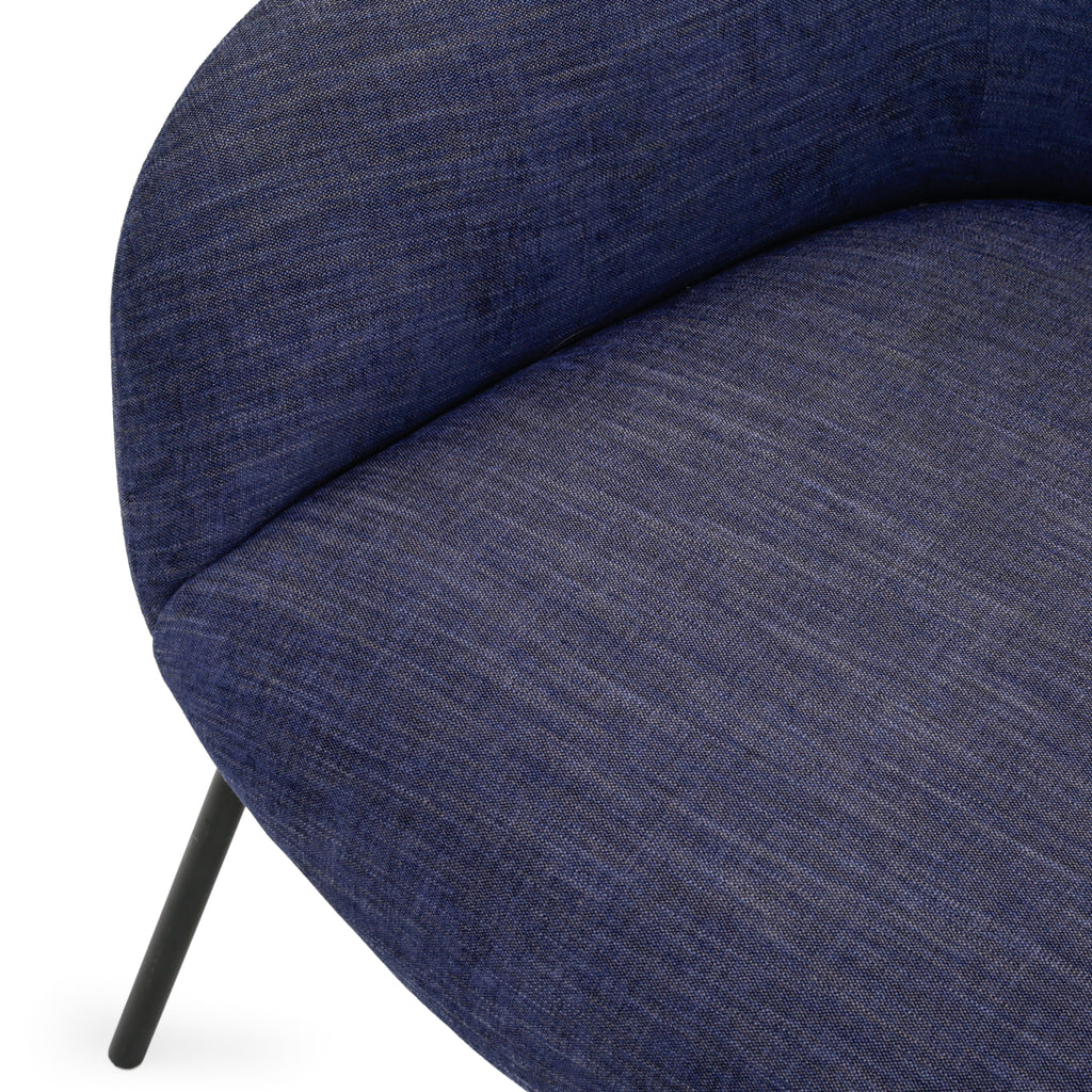 Navy Blue Fabric Mid-Century Modern Accent Chair