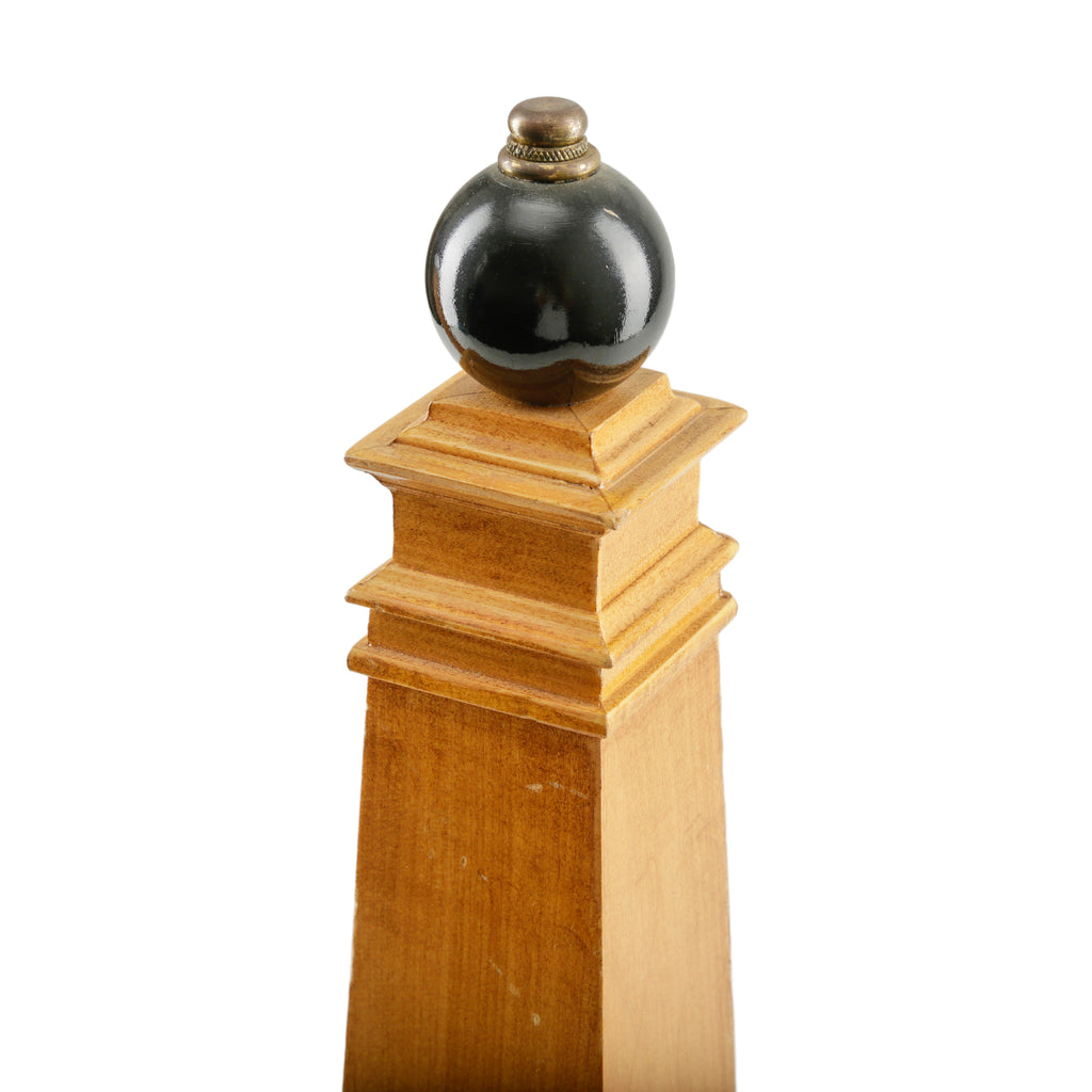 Blonde Wood and Glossy Black Sphere Obelisk