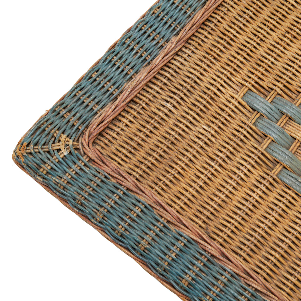 Rattan Square End Tables with Sage Green Accents