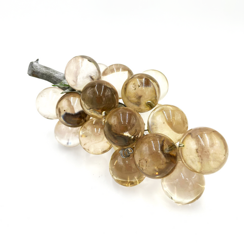 Translucent Amber Glass Grape Cluster with Faux Wood Stem