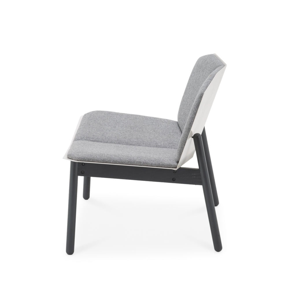 Modern Gray Upholstered Armless Geometric Slipper Chair