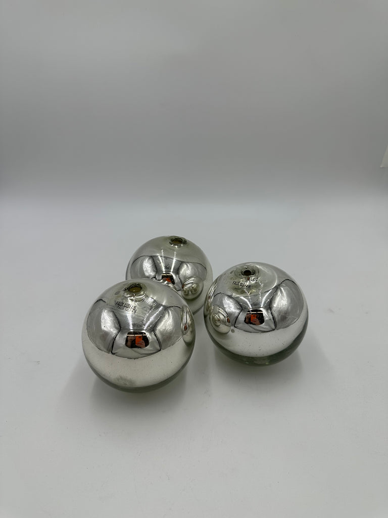 Distressed Silver Mercury Glass Decorative Spheres (Set of 3)