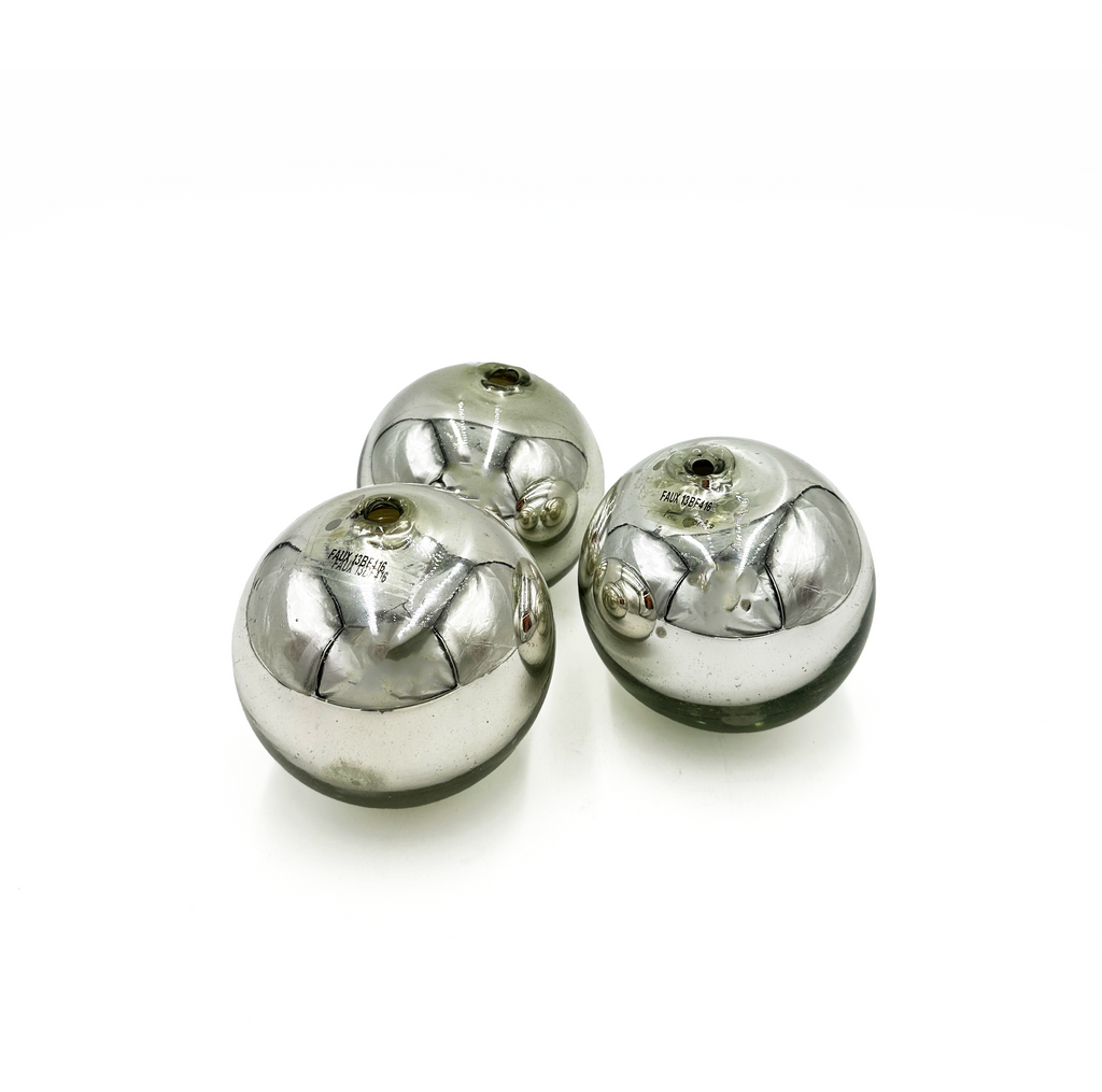 Distressed Silver Mercury Glass Decorative Spheres (Set of 3)