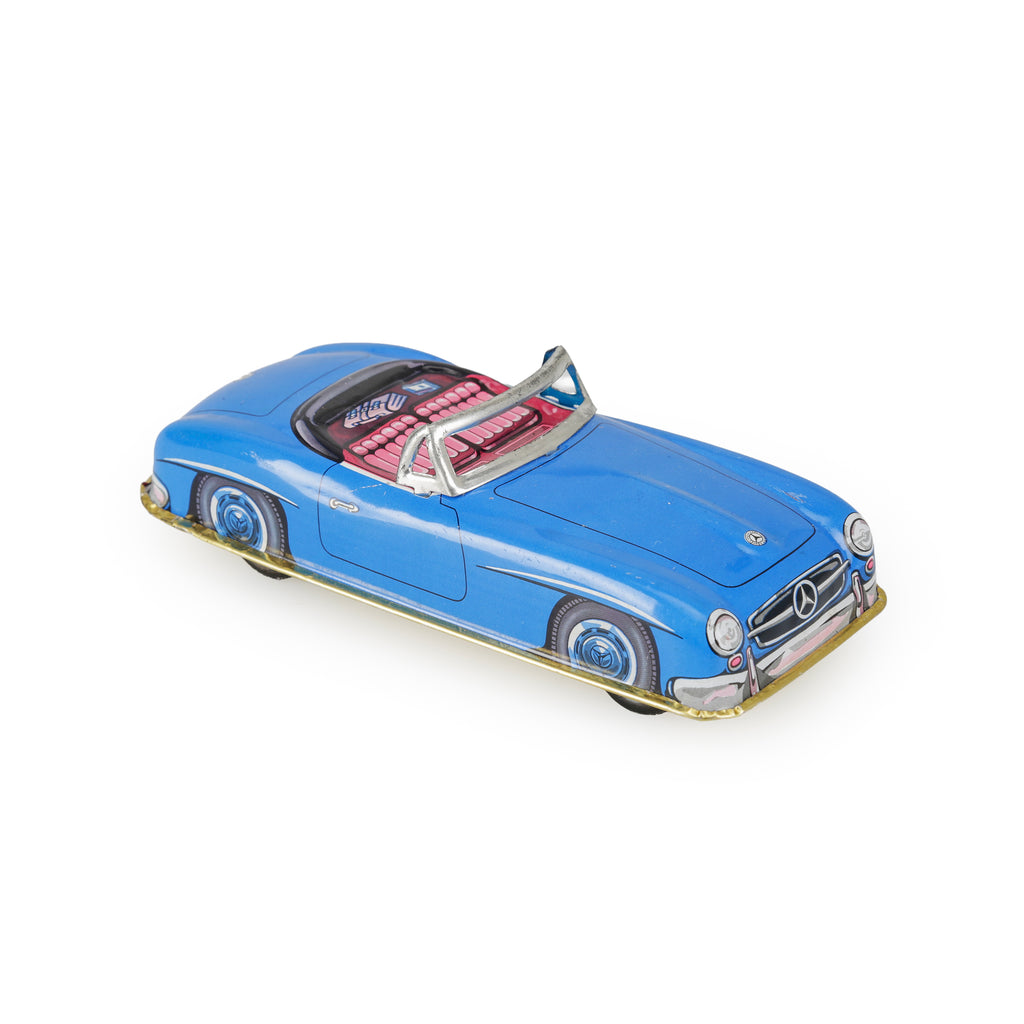 Blue and Yellow Tin Toy Cars